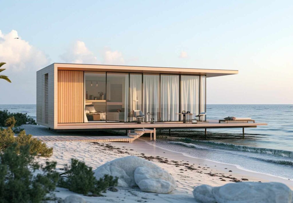 Luxury container homes often integrate seamlessly with their natural surroundings.