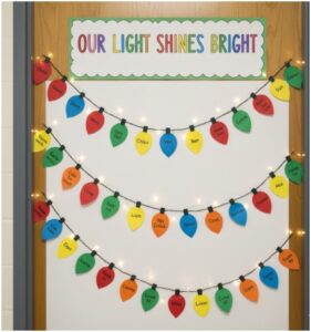 Christmas Light Strand Door- christmas door decoration ideas for school