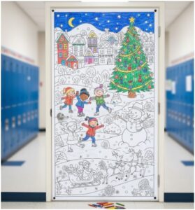 Coloring Page Door- christmas door decoration ideas for school