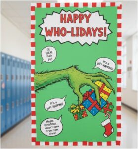 The Grinch- christmas door decoration ideas for school