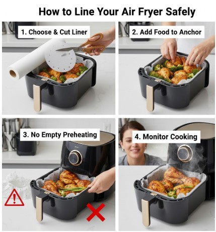 How do you line your air fryer safely?