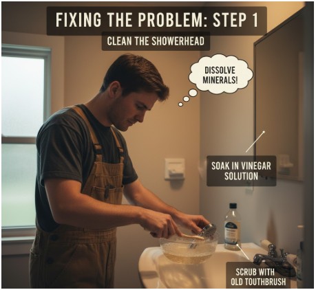Clean the Showerhead- how to increase water pressure in shower