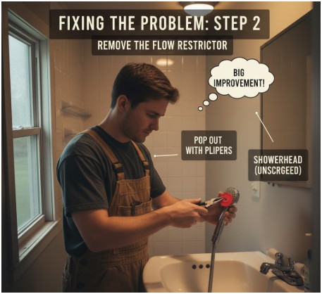 Remove the Flow Restrictor- how to increase water pressure in shower
